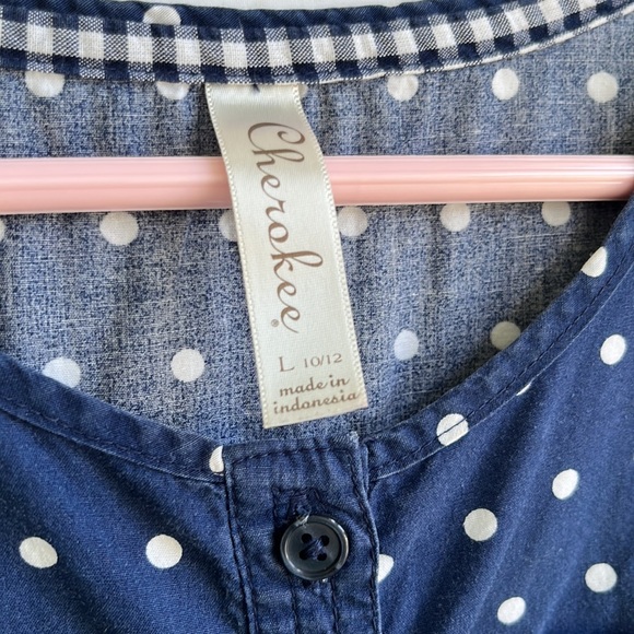 Cherokee navy and white polka dot dress size 10/12 - Picture 3 of 4